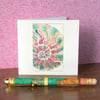 Watercolour ammonite printed blank card. 