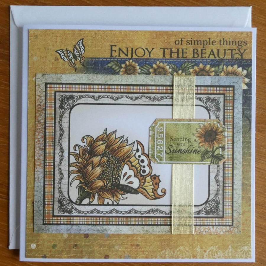 Sunflowers & Butterflies Card - Sending You Sunshine