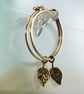 Slim Gold Hoops with Tiny Leaf Dangles 14 ct Gold Fill Hoop Earrings - Image 9