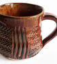 Textured Brown Glazed Mug - Hand Thrown Stoneware Ceramic Mug  - Image 1