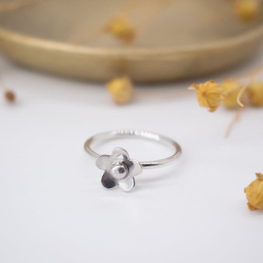 Forget-Me-Not Flower Ring in Sterling Silver