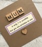 Handmade Scrabble Tile Mum Card, Birthday, Mother's Day - Image 2