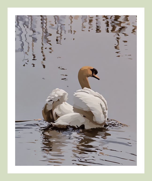 Male Swan on the Fens Norfolk Greeting Card A5 Size 