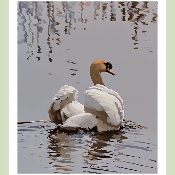 Male Swan on the Fens Norfolk Greeting Card A5 Size 