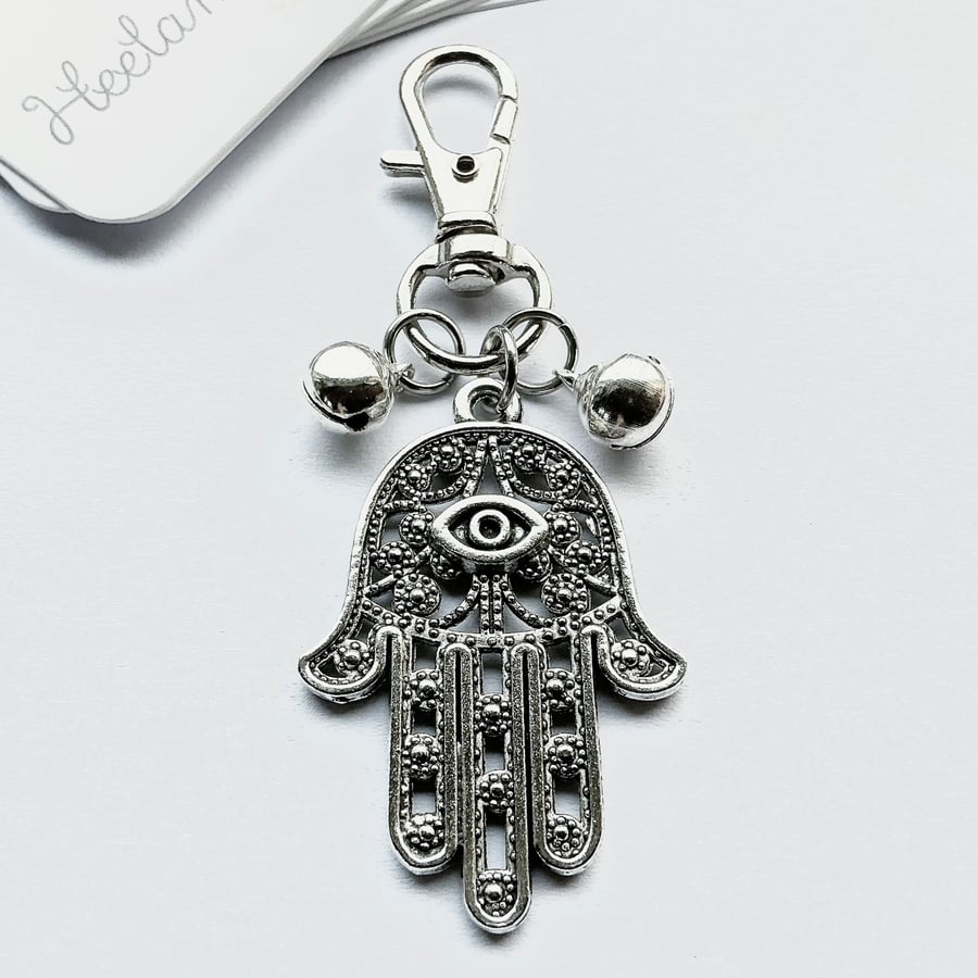 Small Hamsa Bag Charm. Protection Bag Charm. Bag Charm. Charms. Metal Bag Charm.