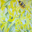 ACEO "Laburnum Bee" original watercolour.