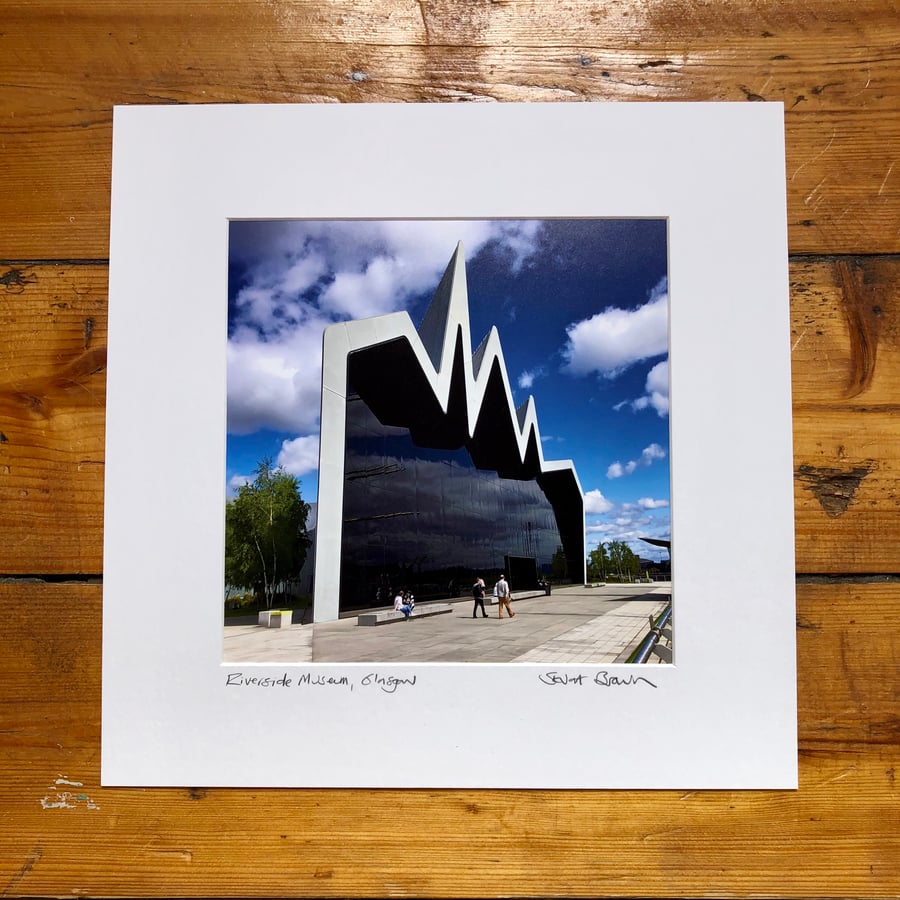 ‘Riverside Museum’ signed square mounted print 30 x 30cm FREE DELIVERY