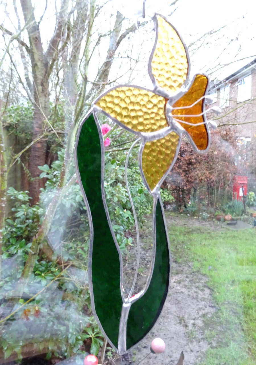 Stained Glass Daffodil Suncatcher