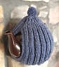 Large Tea Cosy, Brown Betty Compatible, Hand Knitted, Denim Blue - Image 2