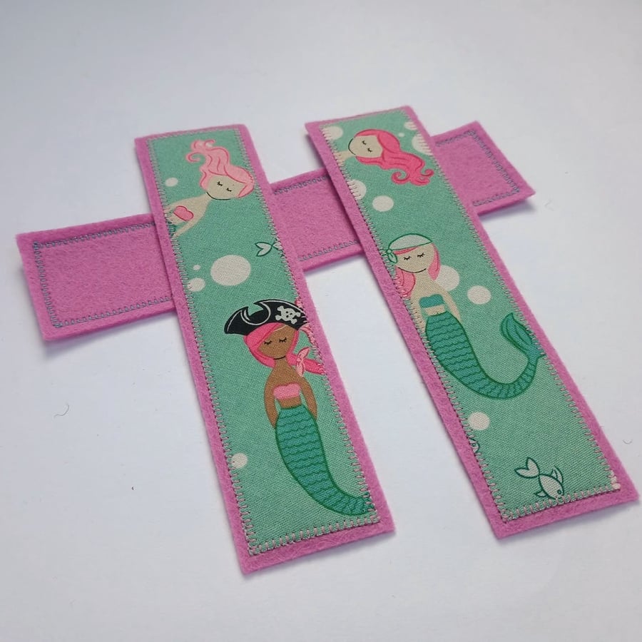 Pirate Mermaids themed Bookmark for child - fabric and felt
