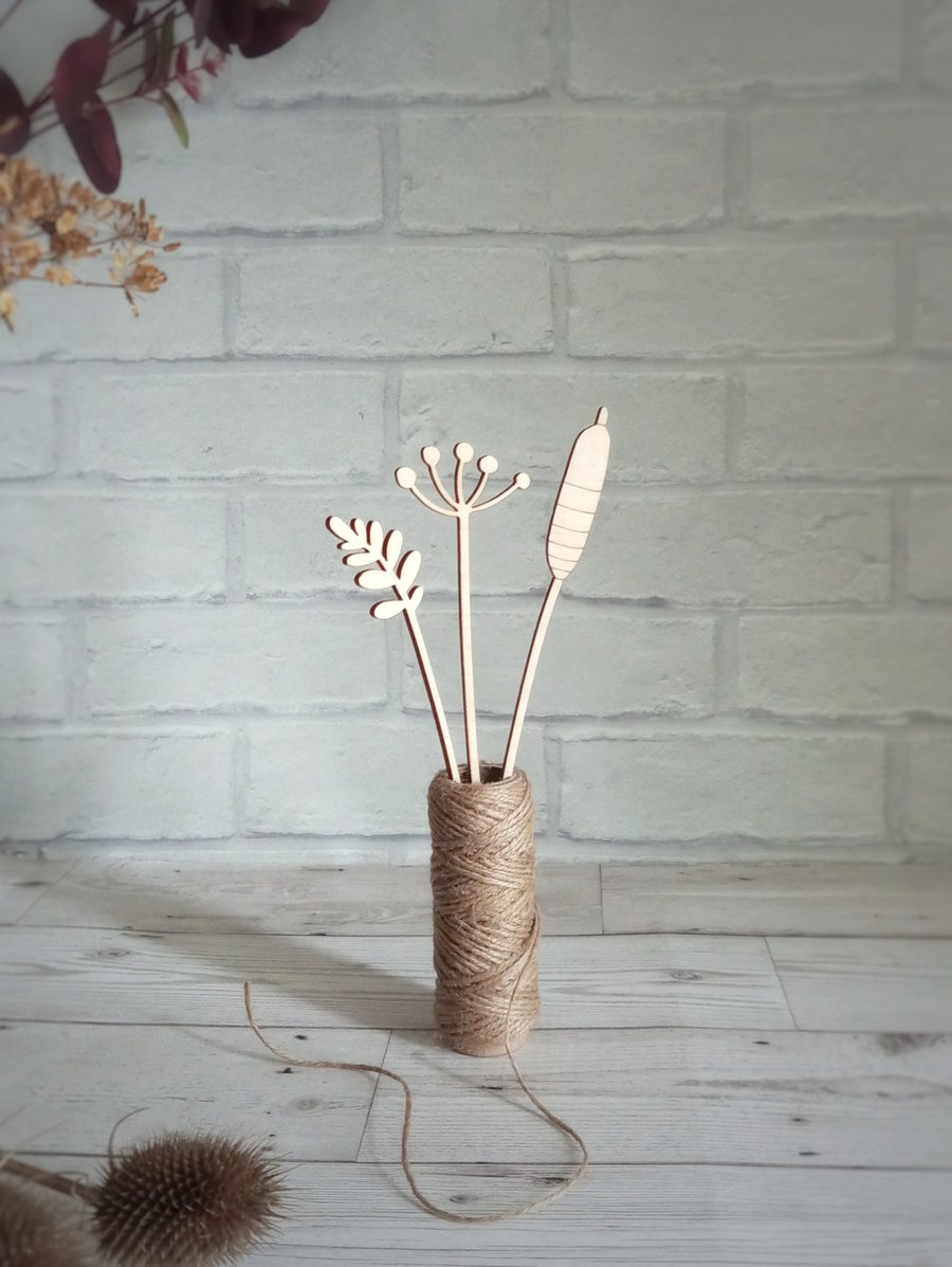 Paint Your Own Wooden Plants, Forever Flowers, Scent Diffuser, Bullrush Set