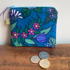 Vintage linen and denim coin purse