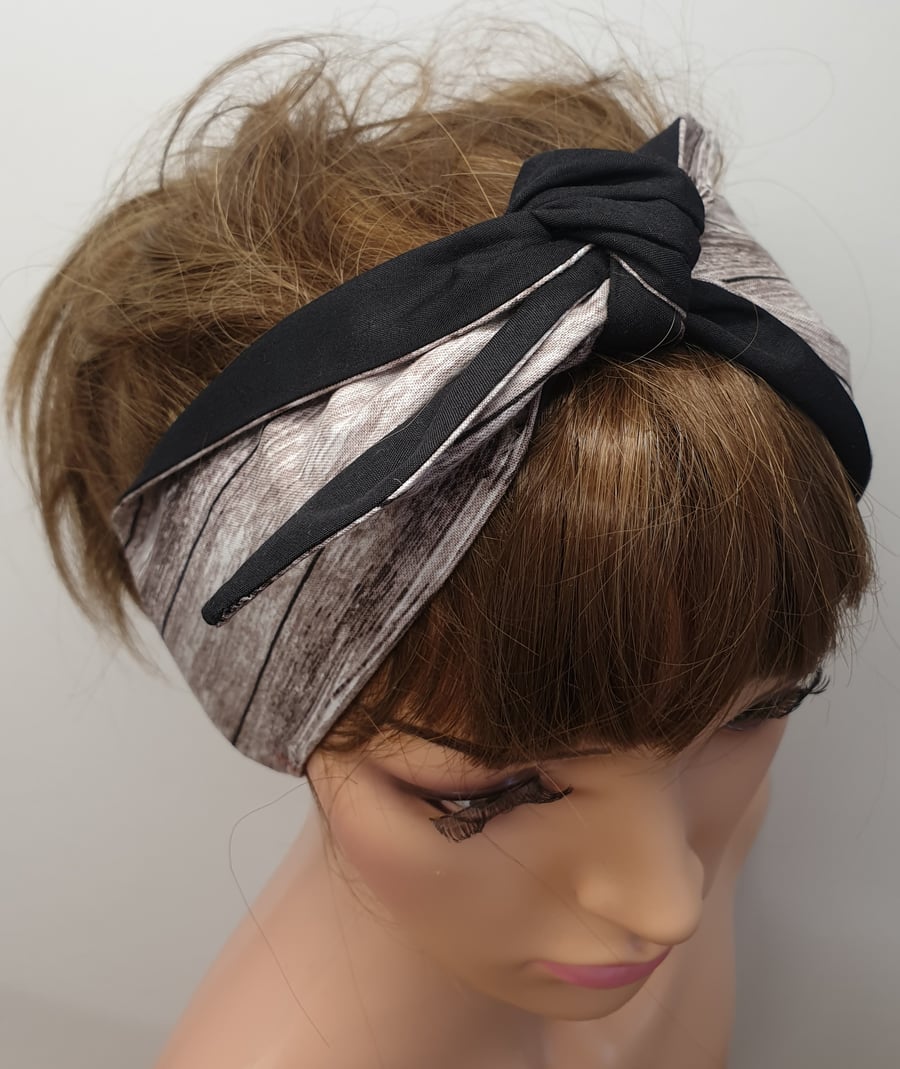 Handmade retro hair scarf rockabilly pin up 50's headband reversible headwear