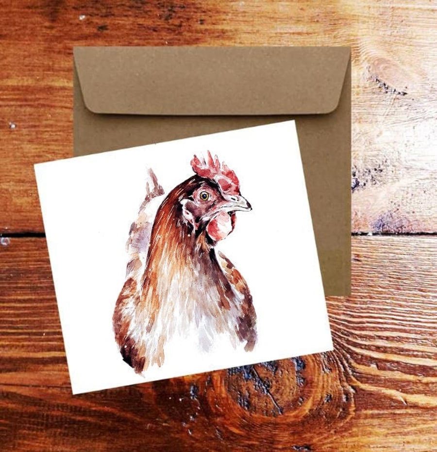 Big Red Hen II GreetingNote Card.Chickens card,Chickens greeting card,Hens greet