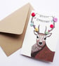 Stag Button Christmas Card