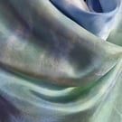 Pure Silk Large Silk Scarf in Gentle Blues and Greens
