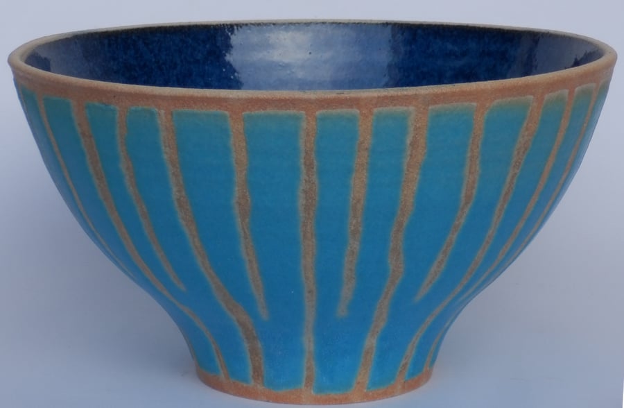 Turquoise Striped Bowl.