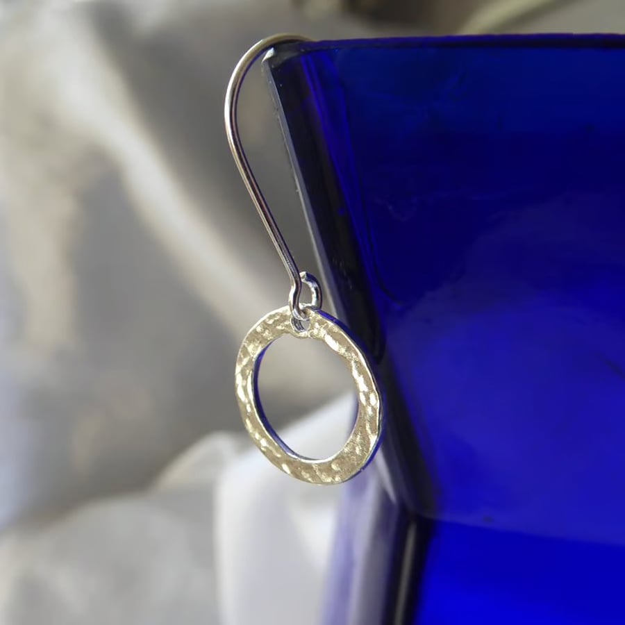 Single Sterling Silver Hammered Hoop Earring