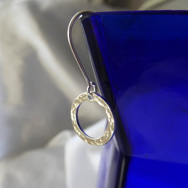 Single Sterling Silver Hammered Hoop Earring