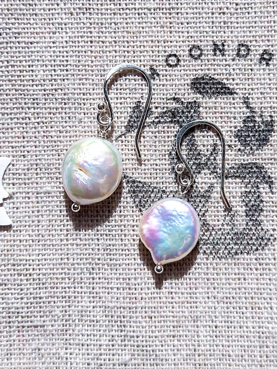 Celestial Freshwater Pearl Earrings - Eco Silver - Baroque Pearl Earrings