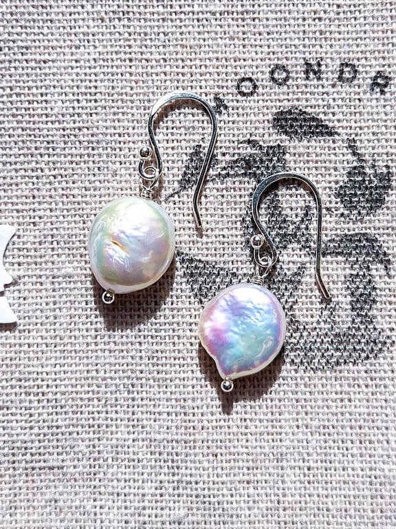 Celestial Freshwater Pearl Earrings - Eco Silver - Baroque Pearl Earrings