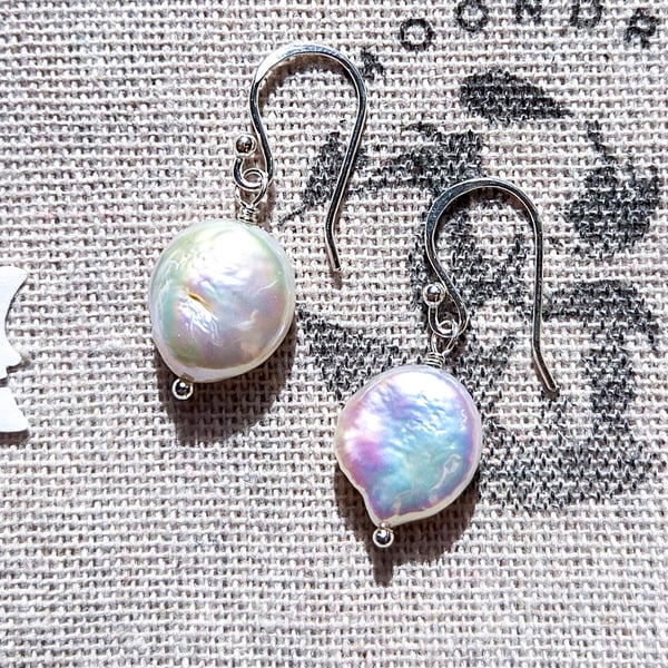 Celestial Freshwater Pearl Earrings - Eco Silver - Baroque Pearl Earrings