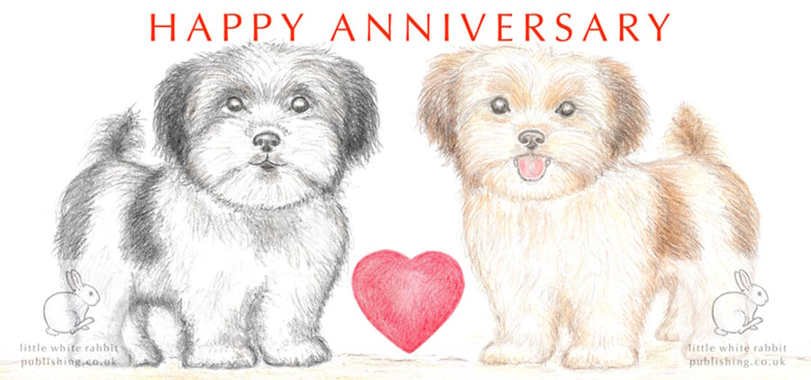 Two Little Dogs - Anniversary Card