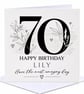 Personalised 70th Birthday Card For Her Nan Sister Friend Mum Nanna Grandma