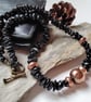 Designer 191.20ct Hawks Eye & Copper Bead Mens Necklace  - Image 4