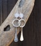 Forged Silver Dangle Hoop Earrings with Facetted Rose Quartz Beads - Image 9