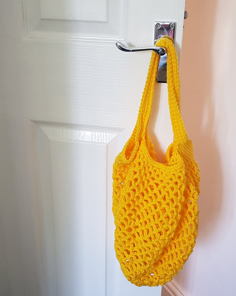 Crochet Mesh Market Bag - Yellow