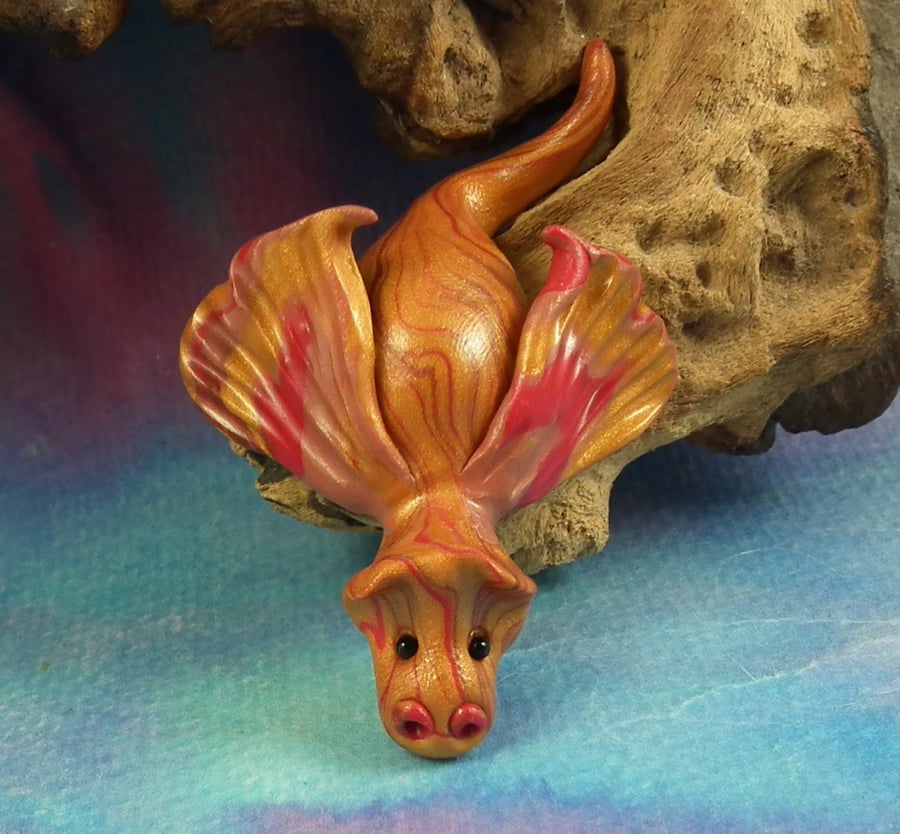 Tiny Elemental Fire Dragon 'Feerah' OOAK Sculpt by artist Ann Galvin