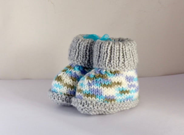 Hand knitted baby booties