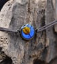 Berberis Flower Resin Bracelet on Adjustable Cotton Cord, Blue Bracelet