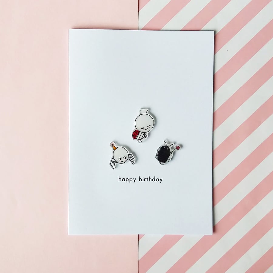 birthday card - insect party - handmade card 