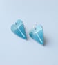 Dandelion seed heart earrings in blue - Image 5