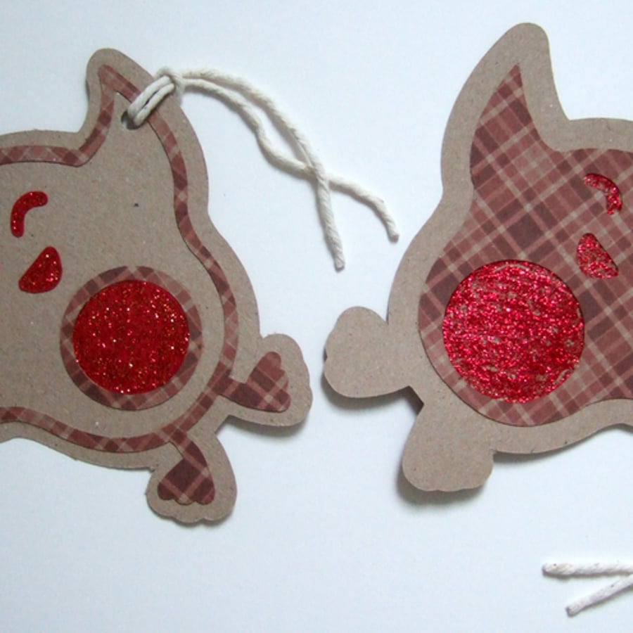 Christmas Gift Tags,'Rocky Robin'Set of 2 Large Gift Tags Handmade
