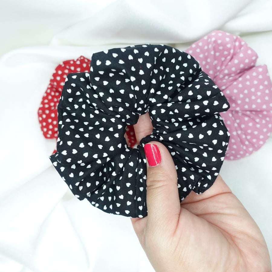 Hair Scrunchies, Heart Scrunchies, Ditsy Heart Scrunchies, Ditsy Heart Hair Ties