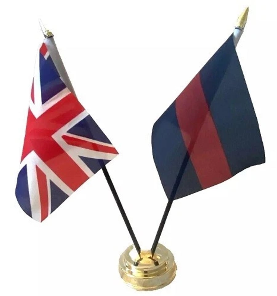House Hold Division & Union Jack Friendship 2 Flag 12" Table Display