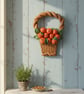 Large Orange Basket Handcrafted wall hanging clay decor fruit basket - Image 2