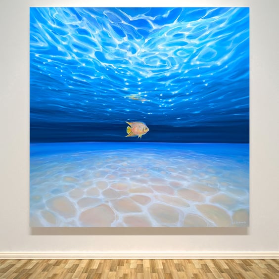 Under Sea Rebel is a large blue and turquoise underwater seascape with fish