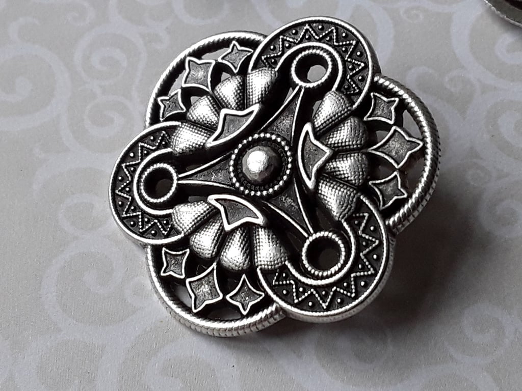 1 & 1 8" 28mm 44L Antique Silver designer Buttons, Italian made x 2
