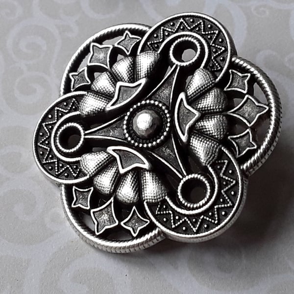 1 & 1 8" 28mm 44L Antique Silver designer Buttons, Italian made x 2