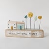 Little Wooden Houses with Clay Sunshine Garden 'Enjoy the little things'
