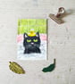 Black Cat in bath Original ACEO painting - One of a kind