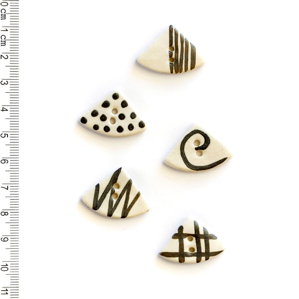 Black and White Patterned Buttons, Handmade Statement Button, Coat Button