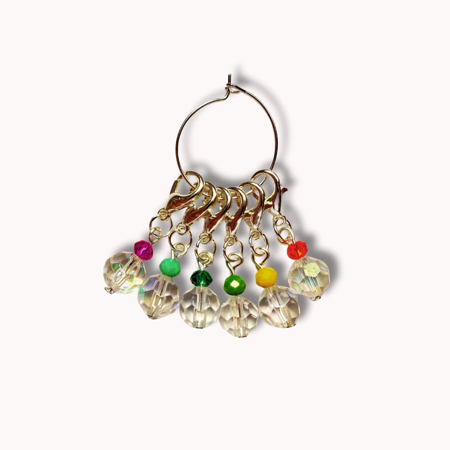 Crystal Stitch Marker, Rainbow - French Market