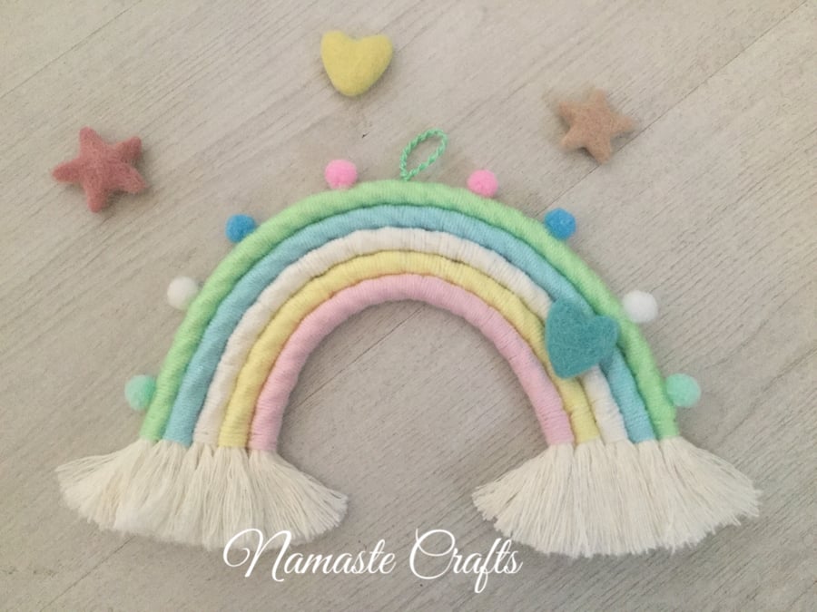 Cotton Candy Rainbow Macrame Wall Hanging, Nursery Decor, Baby shower gift, boho