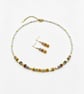 Champagne Glass & Natural White Stone Earrings Necklace in Gold Stainless Steel - Image 1