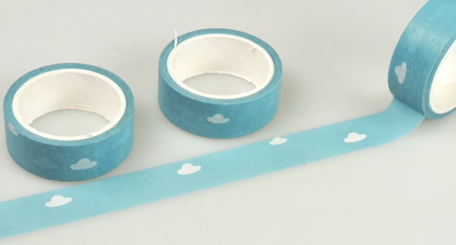 Blue Sky & Fluffy Clouds, Decorative Washi Tape, Cards, Crafts,Tape, 5m